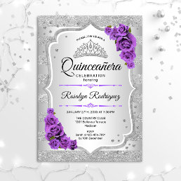Silver Purple Quinceanera Invitation