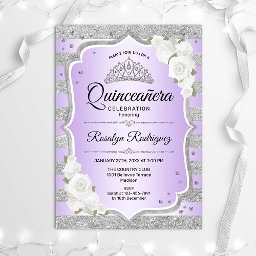 Silver Purple Quinceanera Invitation