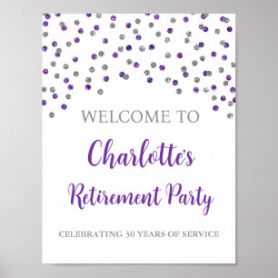 Silver Purple Retirement Party 8.5x11 Poster