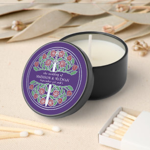 Silver Purple Royal Medieval Floral Sword Wedding  Mini Candle Favors