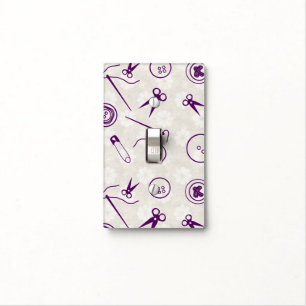 Silver Purple Sewing Pattern with Monogram Light Switch Cover