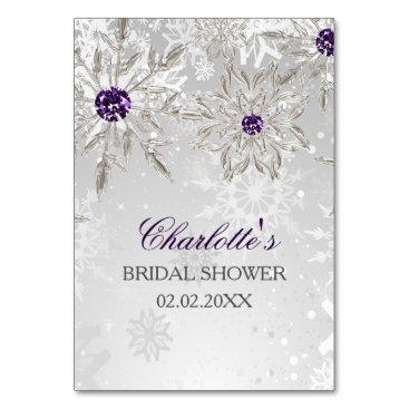 silver purple snowflakes bridal shower bingo cards