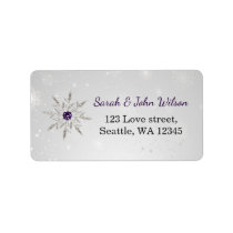 silver purple snowflakes return address label