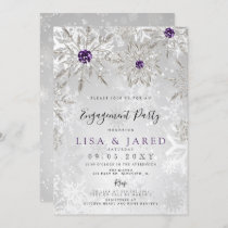 Silver Purple Snowflakes Winter Engagement Party   Invitation