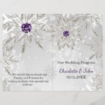 silver purple snowflakes winter wedding program