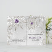 silver purple snowflakes winter wedding program (Standing Front)