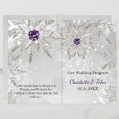 silver purple snowflakes winter wedding program (Front/Back)