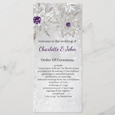 silver purple snowflakes winter wedding programs