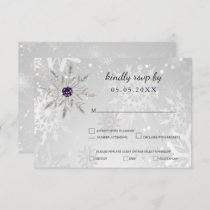 silver purple snowflakes winter wedding rsvp invitation