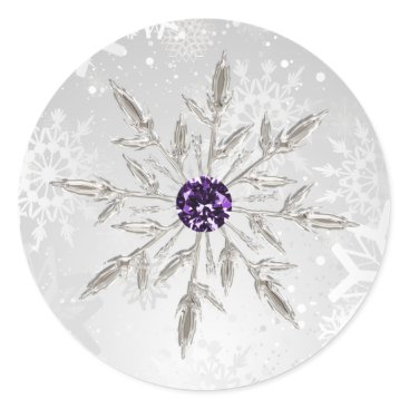 silver purple snowflakes winter wedding stickers