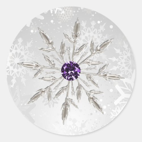 silver purple snowflakes winter wedding stickers