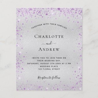 Silver purple social media icons wedding budget flyer | Zazzle