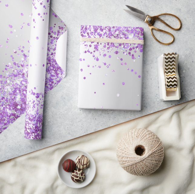 Silver purple sparkle Christmas Xmas Wrapping Paper (Crafts)