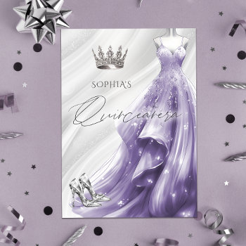 Silver Purple Sparkle Dress Quinceañera Quince Invitation by Invitationboutique at Zazzle