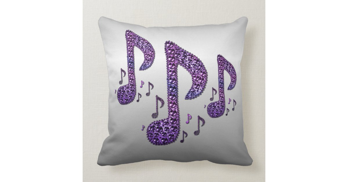 Silver Purple Sparkle Music Notes Throw Pillow Zazzle
