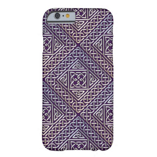 Silver Purple Square Shapes Celtic Knots Pattern Barely There iPhone 6 Case