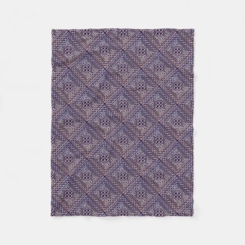 Silver Purple Square Shapes Celtic Knots Pattern Fleece Blanket