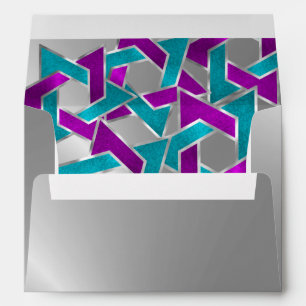 Silver Purple Turquoise Star David Envelope