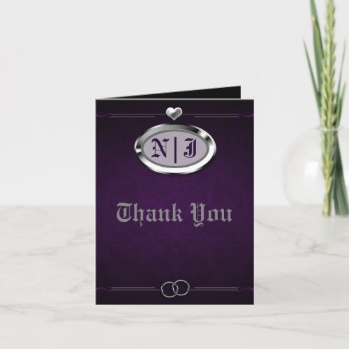 Silver  Purple Vintage Gothic Thank You Card