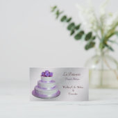 silver purple Wedding Cake makers business Cards (Standing Front)