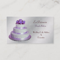 silver purple Wedding Cake makers business Cards