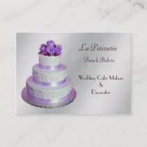 silver purple WeddingCake makers business Cards