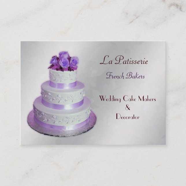 silver purple WeddingCake makers business Cards (Front)