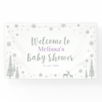 Silver & Purple Winter Baby Shower Welcome Banner
