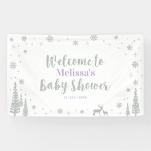 Silver & Purple Winter Baby Shower Welcome Banner