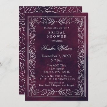 Silver Purple Winter Holiday Bridal Shower  Invitation