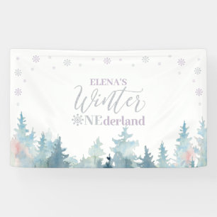 Silver Purple Winter Onederland 1st Birthday Party Banner