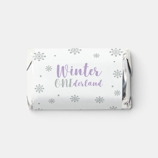 Silver Purple Winter Onederland Girl 1st Birthday Hershey's Miniatures (Front)