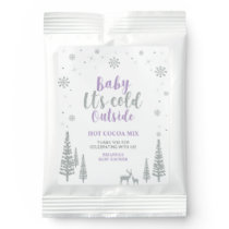 Silver Purple Winter Wonderland Baby Shower Favor Hot Chocolate Drink Mix
