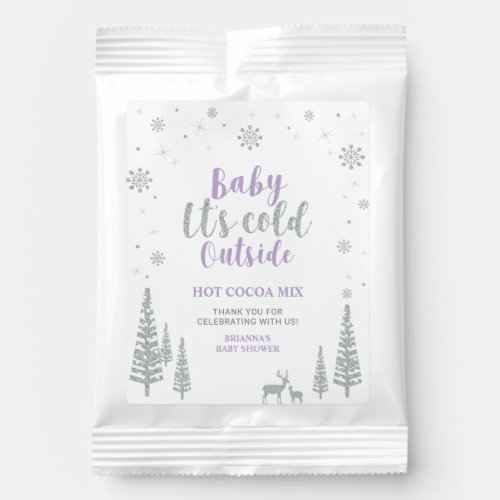 Silver Purple Winter Wonderland Baby Shower Favor Hot Chocolate Drink Mix