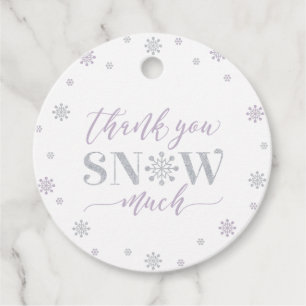 Silver & Purple Winter Wonderland Party Thank you Favor Tags
