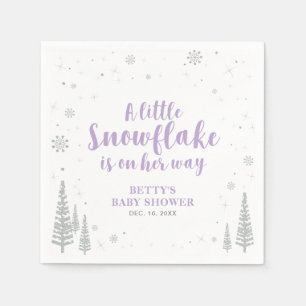 Silver & Purple Winter Wonderland Snow Baby Shower Napkins