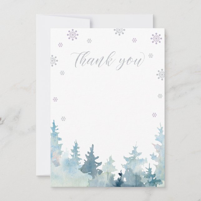 Silver & Purple Winter Wonderland Thank You Card (Front)