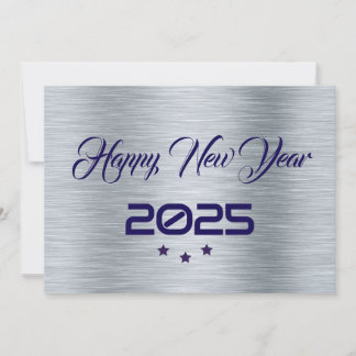 Silver purple wish card New Year with tree stars