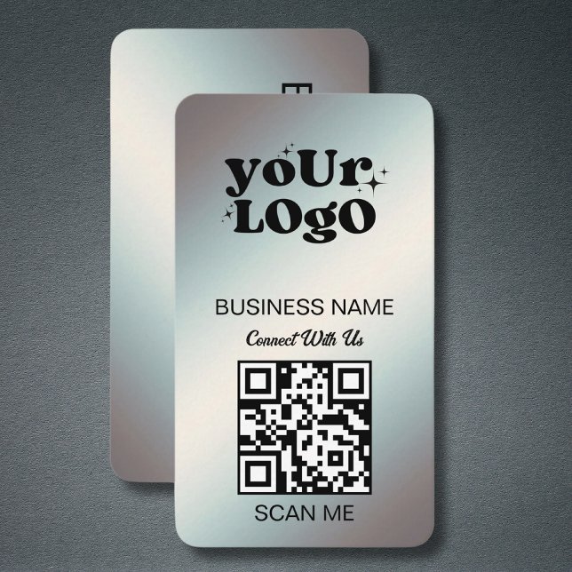 Silver QR Code Business Logo | Black Silver Modern Business Card (Creator Uploaded)
