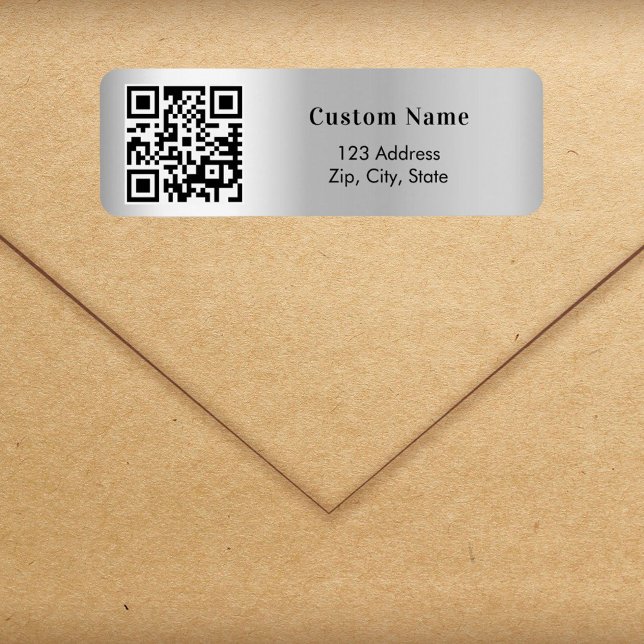 Silver QR code business return address Label (Creator Uploaded)