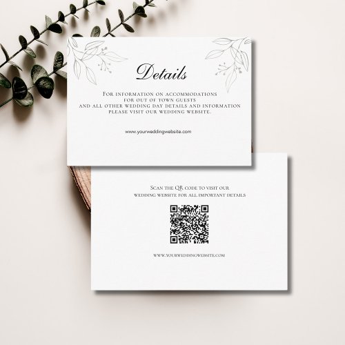 Silver QR code Wedding Details  Enclosure Card