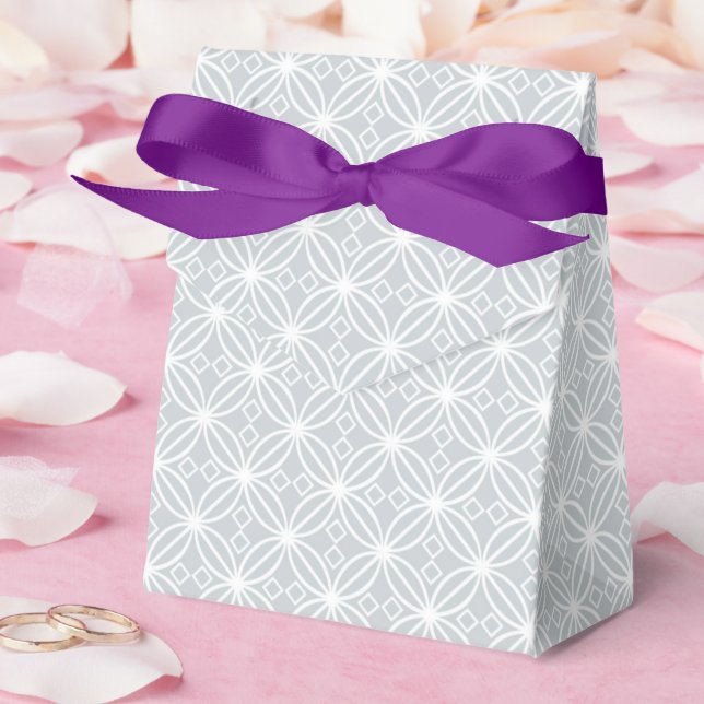 Silver Quad Flower Pattern All Occasion Purple  Favor Boxes (Wedding)