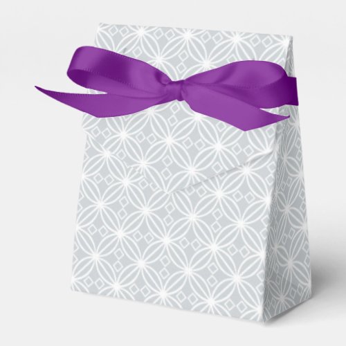 Silver Quad Flower Pattern All Occasion Purple  Favor Boxes