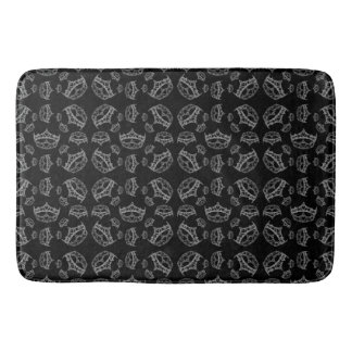 Silver Queen of Hearts crown tiara black bath mat