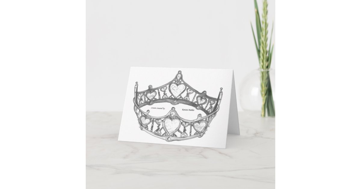 Silver Queen Of Hearts Crown Tiara Greeting Card Zazzle Com