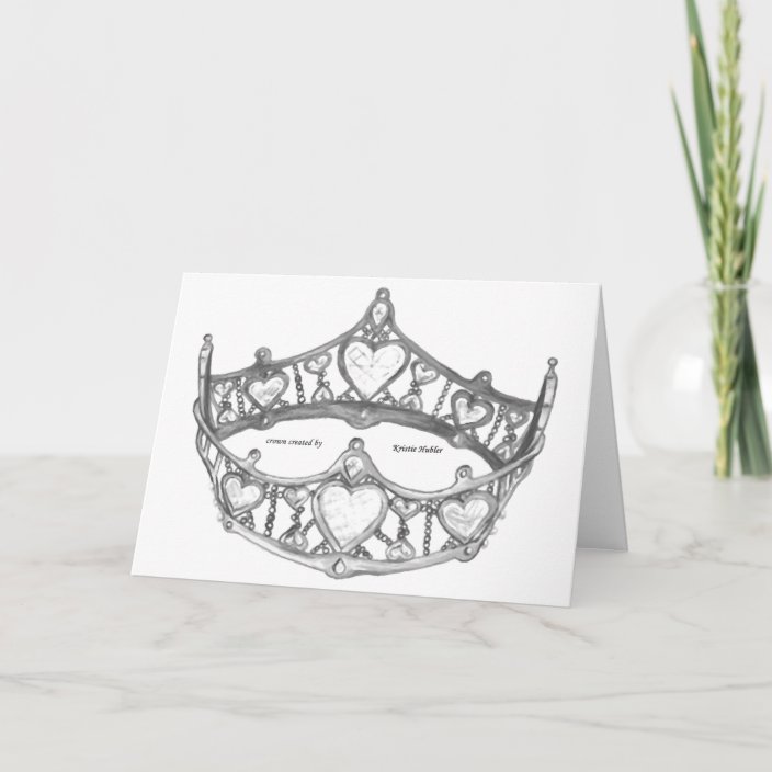 Silver Queen Of Hearts Crown Tiara Greeting Card Zazzle Com