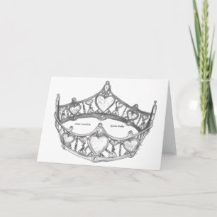 Silver Queen of Hearts crown tiara greeting card