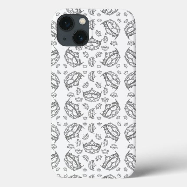 Silver Queen of Hearts crown tiara iphone 6 case (Back)