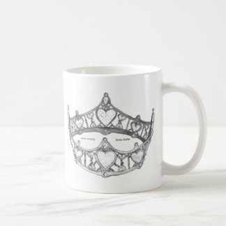 Silver Queen of Hearts crown tiara mug