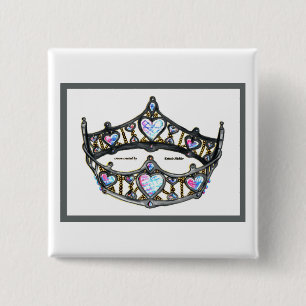 Silver Queen of Hearts crown tiara white button